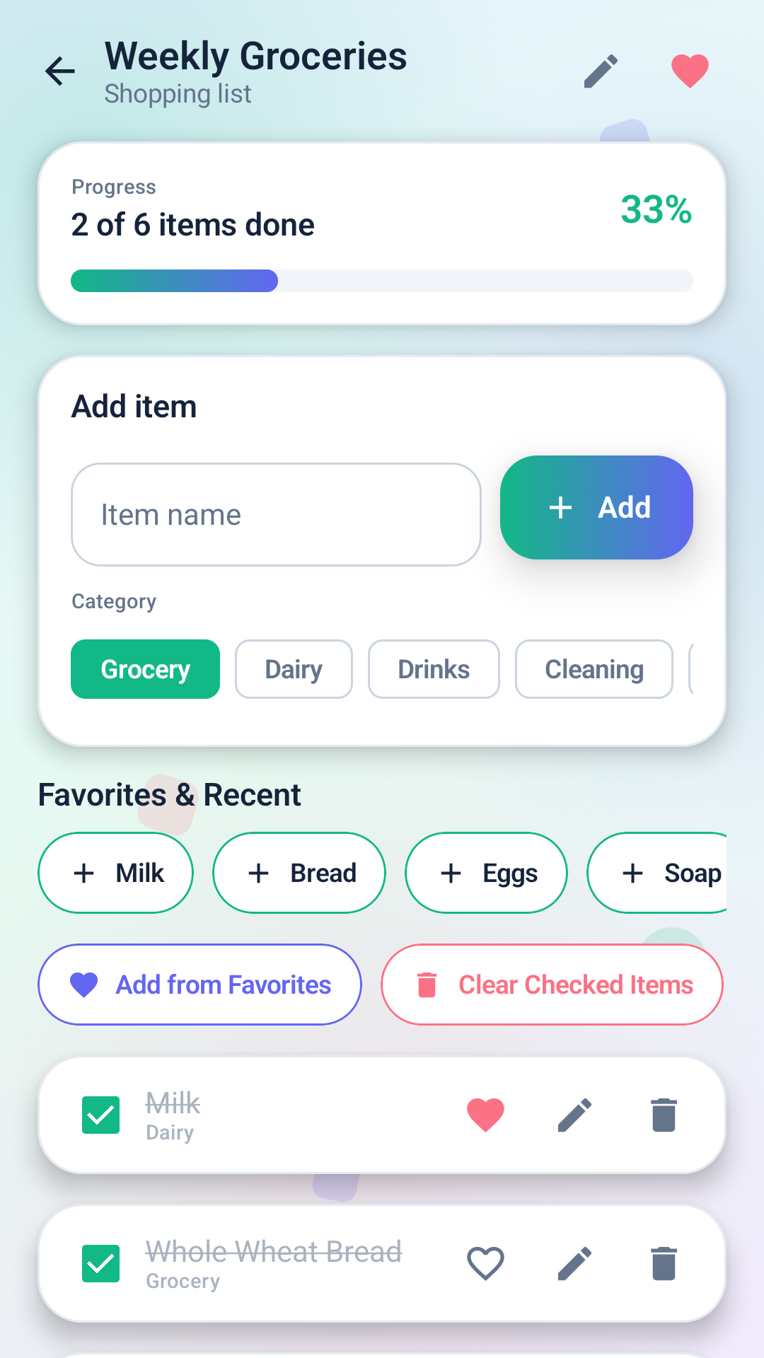 Listify Shopper grocery checklist